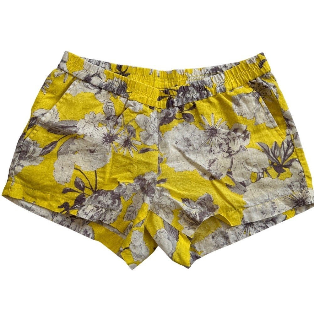 KUT from the Kloth Floral Linen Shorts Women 6 Yellow Excellent SB10601